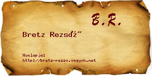 Bretz Rezső névjegykártya